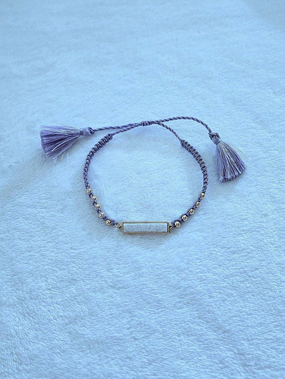 Luna🌙 Norte Lavender💜 Slide Closure Bracelet with White Druzy Focal
